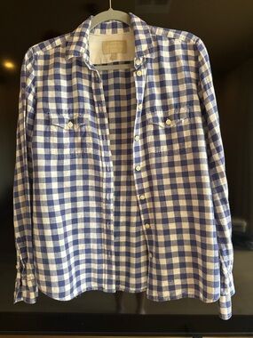 Banana Republic Blue and White Gingham Button-Down Shirt